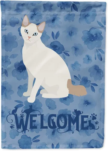 Miniatura 57 de Caroline's Treasures CK5047CHF Ojos Azules - Bandera de bienvenida con diseño de gato para casa de porche, grande, para colgar en la pared