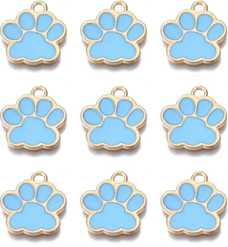 Miniatura 23 de Abalorio esmaltado con estampado de pata de perro y gato con purpurina en polvo de aleación de esmalte de gato y perro, dijes para llavero, joyería