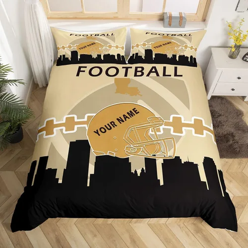 Miniatura 14 de Erosebridal Juego de funda de edredón personalizada para niños y niñas, juego de cama de jugadores de fútbol, funda de edredón de rugby con 1 funda