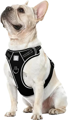 Miniatura 15 de Arnés de chaleco para perros - Acolchado ajustable reflectante con diseño fácil de poner y accesorio de correa (S, negro)