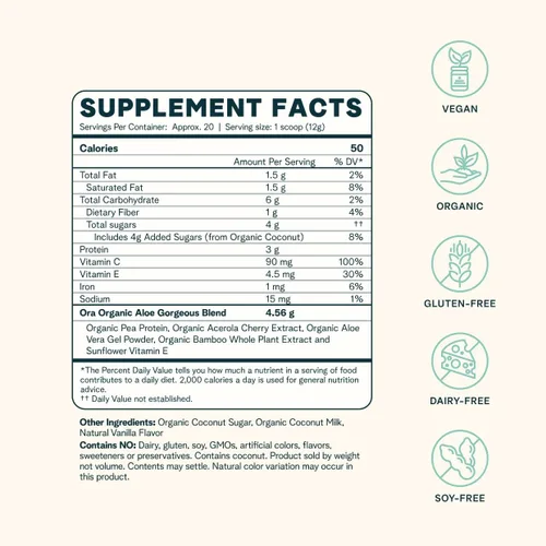 Miniatura 5 de Ora Organic Polvo vegano que aumenta el colágeno para mujeres y hombres, soporte para el cabello, la piel y las uñas, sílice de bambú, proteína a