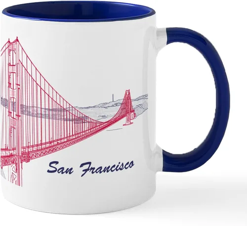 Miniatura 115 de CafePress Taza de café de cerámica de 11 oz (11.0 fl oz) de San Francisco Blanco - Taza San Francisco