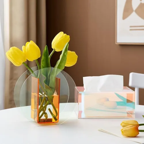 Miniatura 10 de Jarrón de acrílico para brochas de maquillaje, elegante y moderno diseño contemporáneo para decoración de boda en el hogar, oficina, boda