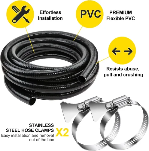 Miniatura 5 de Tubo de PVC flexible de 1.5 pulgadas, tubo de PVC negro, manguera de piscina ID1.5 pulgadas x 50 pies, tubo de manguera de spa para estanques Koi