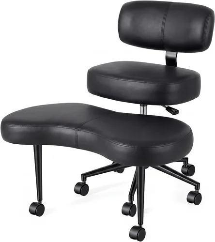 Miniatura 3 de DUMOS Silla ergonómica de escritorio de oficina con patas cruzadas para TDAH con respaldo ajustable, silla de meditación ajustable en altura