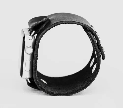 Miniatura 8 de Correa ancha de cuero compatible con Apple Watch de 1.496 in 1.575 in 1.614 in 1.654 in 1.732 in 1.772 in 1.811 in 1.929 in, hecho a mano UA 1105