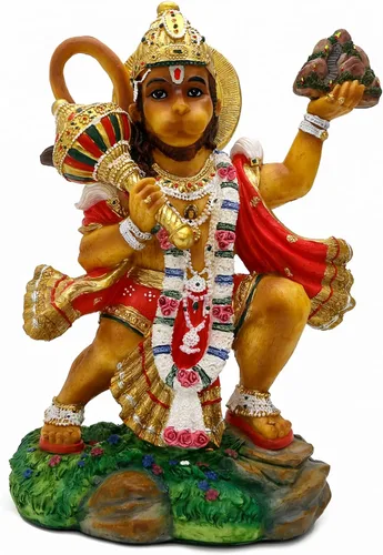 Miniatura 6 de alikiki Estatua de Hanuman volador de Dios hindú – 9.2 pulgadas de alto Jayanti Murti Pooja Diwali regalo para amigo indio, familia, altar puja