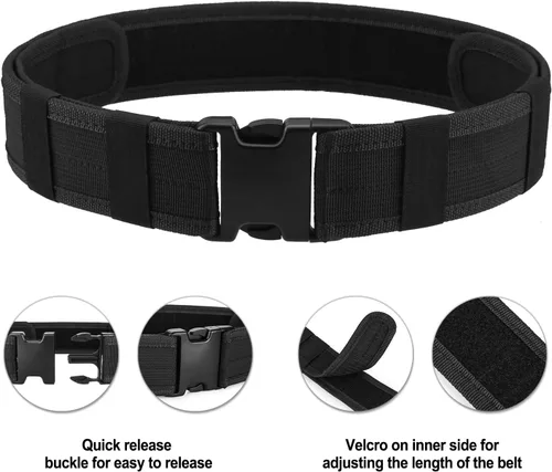 Miniatura 5 de AGPTEK Cinturón táctico de combate de nylon para seguridad policial (negro)