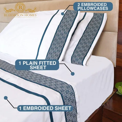 Miniatura 92 de Bluemoon Homes Sábanas de Algodón Egipcio Twin - Juego de Sábanas de 4 Piezas, Juego de Ropa de Cama de 1000 Hilos, Suave y Lujoso Juego de Sábanas