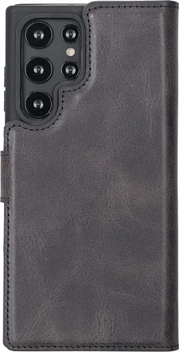 Miniatura 7 de HARDISTON Funda de piel compatible con Samsung Galaxy S22 Ultra – Funda magnética fuerte desmontable hecha a mano con tarjeteros y soporte, Negro