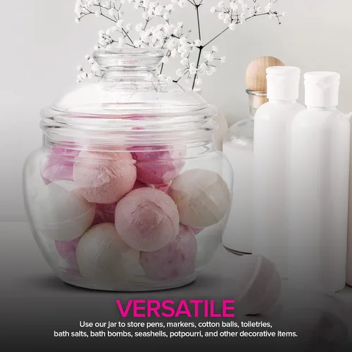 Miniatura 6 de Modern Innovations Tarro de dulces y galletas de 40 onzas con tapa, tarro de boticario transparente de acrílico premium, decoración de bodas