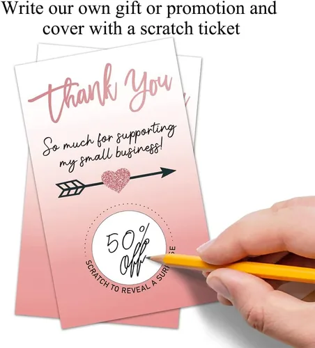 Miniatura 4 de Haizct 50 paquete de tarjetas de agradecimiento en blanco con certificado de regalo para raspar para pequeñas empresas, spa, salón de belleza