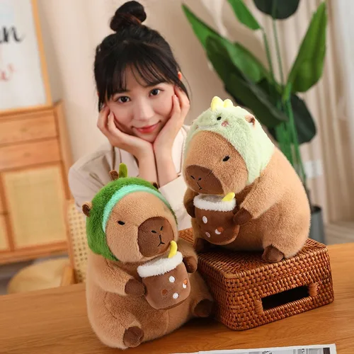 Miniatura 9 de Dinosaur Capibara de Peluche Bebiendo Té con Leche 11 Pulgadas Lindo Dino Capibara Animal de Peluche Ultra Suave Juguetes Kawaii Regalos para Niños
