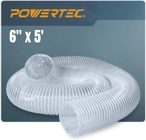 Miniatura 10 de POWERTEC Manguera de recolección de polvo de 2-1/2 pulgadas x 10 pies, manguera flexible de PVC para sierra de mesa, sierra de cinta, mesa