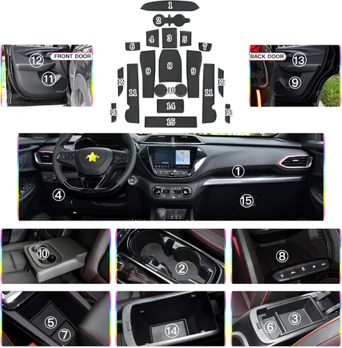 Miniatura 2 de SKTU para 2021 2022 2023 2024 2025 2026 Alfombrilla de ranura de puerta para Chevy Trailblazer antideslizante para interior 2024 2025 2026 Negro