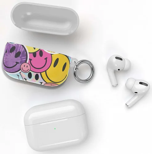 Miniatura 4 de Casely Funda compatible con AirPods Pro 1 All Smiles Funda para AirPods con adhesivo de cara sonriente