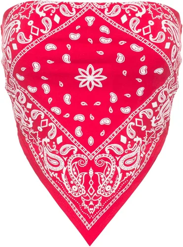 Design by Olivia - Blusa de paliacate sexy para mujer diseño de cachemira y teñido con nudos Camisa corta de tubo hecha en EEUU