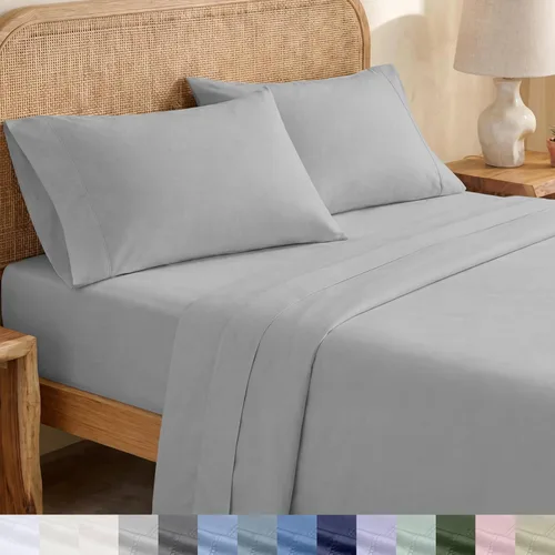 Miniatura 19 de California Design Den Sábanas King con Rayas, 100% Algodón Orgánico Percal, Juego de Sábanas de Bolsillo Profundo King y Fundas de Almohada - Raya