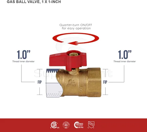 Miniatura 4 de Flextron FTGV-01F01F - Válvula de bola de gas, 1 x 1 pulgada