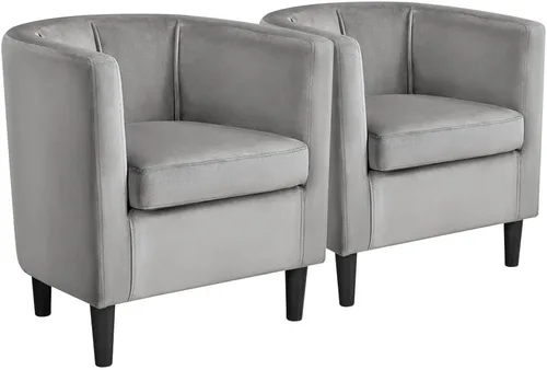 Miniatura 18 de Yaheetech - Silla de terciopelo decorativa, sillones modernos y cómodos, silla de sofá de barril tapizada para sala de estar, dormitorio, sala