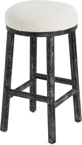Miniatura 5 de Christopher Knight Home Aubrie - Juego de 2 taburetes de bar redondos de tela Boucle para isla de cocina, silla de comedor de madera sin espalda