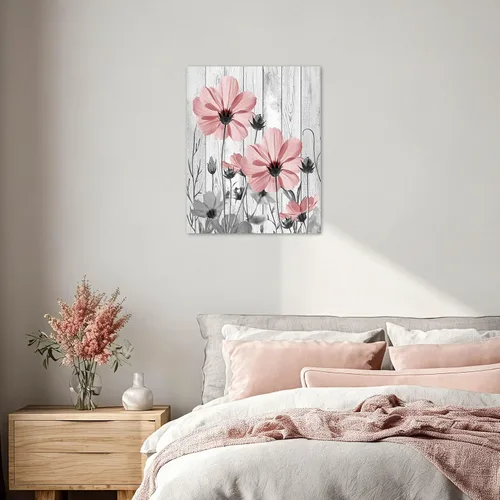 Miniatura 2 de MEUNEAR Lienzo decorativo de pared con flores silvestres rosas y grises para sala de estar, pintura abstracta de plantas rústicas para dormitorio