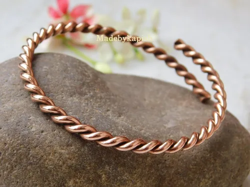 Miniatura 3 de Pulsera tensor hecha a mano de cobre puro 100% cobre, brazalete tensor de cobre, brazalete de cobre de la artritis, regalo de cumpleaños