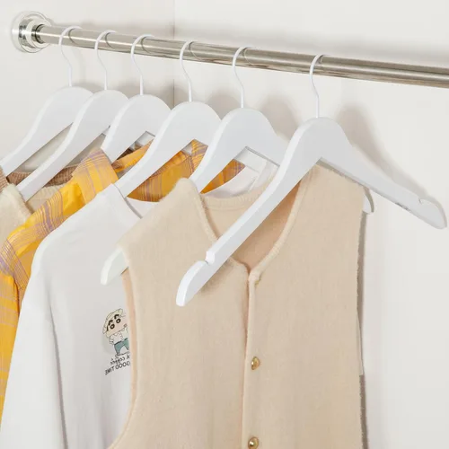 Miniatura 5 de TOPIA HANGER Paquete de 18 perchas de madera para vestido de novia, colgador de madera blanca con gancho blanco giratorio de 360°, muescas de corte