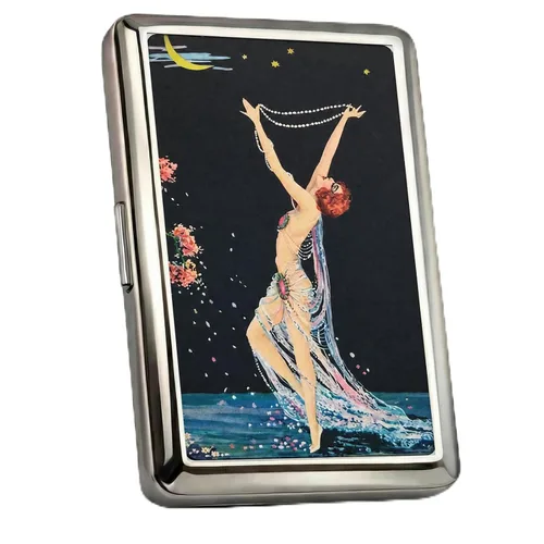 Miniatura 13 de Cartera de metal con diseño Art Deco de estilo vintage versátil para tarjetas y dinero en efectivo, con capacidad para tarjetas de crédito, tarjetas