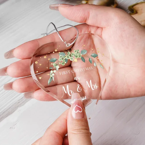 Miniatura 6 de Regalos de boda para parejas, adornos de Navidad para colgar en el árbol, decoración para recién casados, Navidad, 2023, nuestra primera Navidad