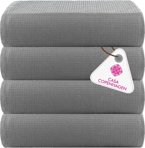 Miniatura 67 de CASA COPENHAGEN Juego de 6 toallas de palomitas de maíz, color azul polvoriento, 21.16 oz/m², 2 toallas de baño, 2 toallas de mano y 2 toallas