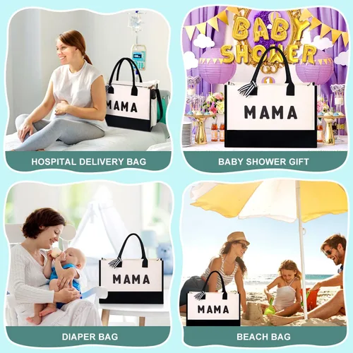 Miniatura 6 de Extrogif MAMA - Bolsa de mano para el día de la madre, regalos para la nueva mamá, mujeres embarazadas, bolsa de hospital esenciales para el parto