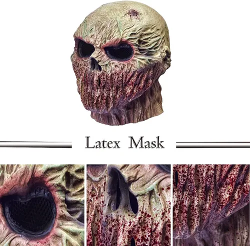 Miniatura 5 de RAPGET Máscara de zombi - Máscara de látex espeluznante de látex para fiesta de Halloween Amarillo