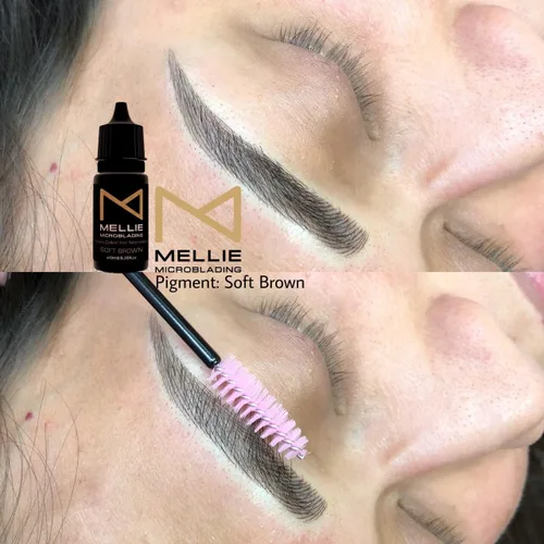 Miniatura 5 de Mellie Microblading Pigmento – 0.3 fl oz/0.35 onzas líquidas Grado médico Sin mezcla Larga duración para profesionales suministros de Marrón