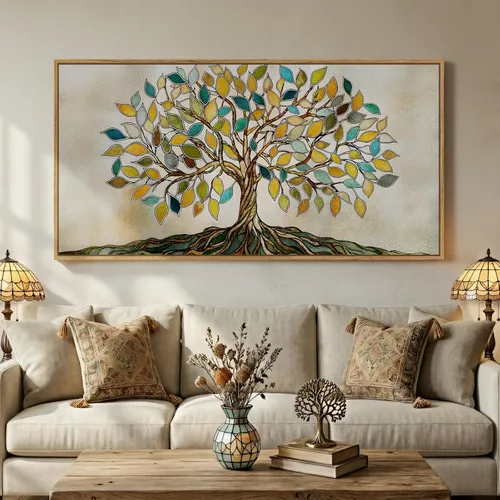 Miniatura 16 de Arte de pared botánico vintage con marco grande para sala de estar, impresiones de pintura en lienzo floral rústico neutro, cuadro retro de flores