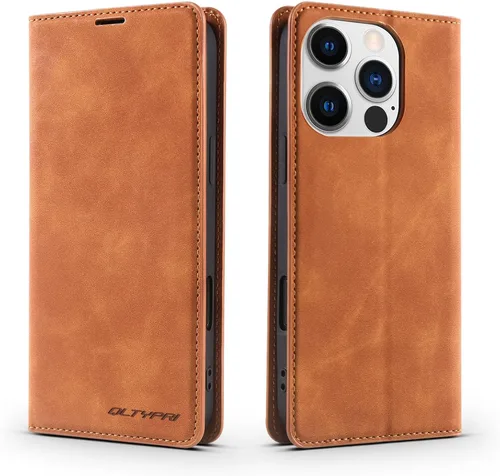 Miniatura 50 de QLTYPRI Funda para iPhone Air, Funda de piel sintética premium TPU parachoques con tarjetero Kickstand adsorción magnética oculta a prueba de golpes