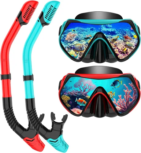 Miniatura 14 de Equipo de esnórquel para adultos, juego de esnórquel máscara de buceo, gafas de natación para adultos con cubierta de nariz, vidrio templado HD