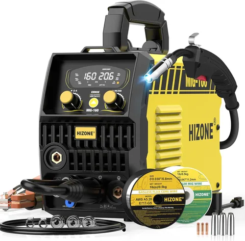 Miniatura 9 de Máquina de soldadura MIG de mano 110V, HIZONE 100A Flux Core Máquina de soldadura portátil, equipo de soldadura de alimentación de alambre inversor