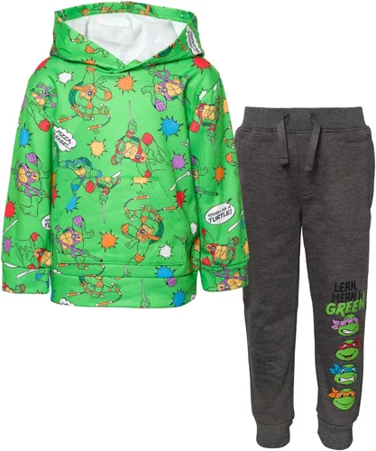 Teenage Mutant Ninja Turtles Conjunto de sudadera con capucha y pantalones de forro polar, tallas para niños pequeños y grandes (2T - 18-20)