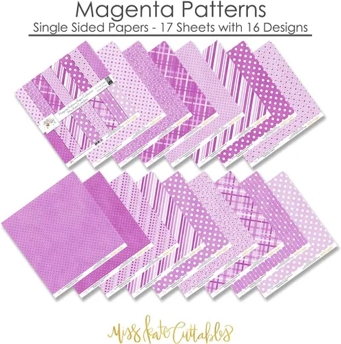 Miniatura 3 de Paquete de papel de patrón – Patrones magenta – Papel especial premium para álbum de recortes, colección de una cara de 12 x 12 pulgadas, incluye 16