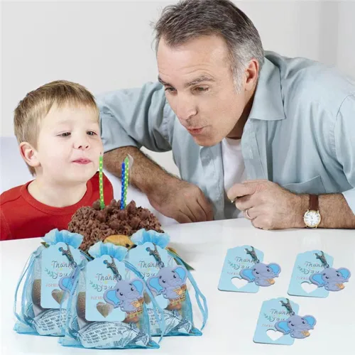 Miniatura 8 de Juego de 50 llaveros de elefante para baby shower, recuerdos de fiesta temática de elefante, suministros de fiesta de cumpleaños para niños y niñas