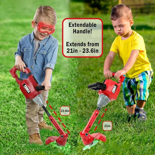 Miniatura 4 de Juguete recortador de malezas para niños pequeños, herramientas y equipos de jardinería con luces y sonidos, incluye máscara de gafas de seguridad