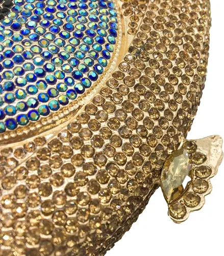 Miniatura 4 de Boutique De FGG Bolso de mano de ojo turco para mujer, con purpurina, con cristal, para fiesta, cena, diamantes de imitación, mini