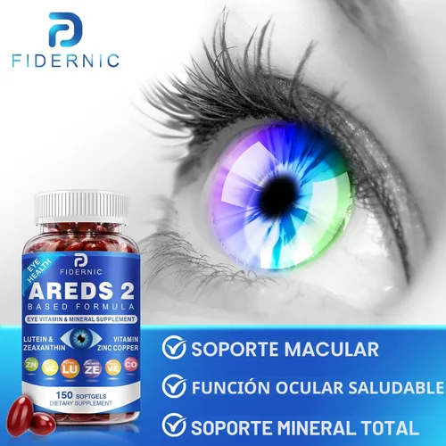 Miniatura 8 de Suplemento de vitaminas y minerales para ojos AREDS 2 — Suplemento de luteína y zeaxantina, vitamina C y E, zinc y cobre para protección contra