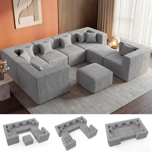 Miniatura 18 de MONVANE 55.5" Convertible Loveseat Sofa, 2-in-1 Boneless Sleeper Sofa Bed Futon Couch with Storage Pocket, Comfy Chenille Deep Seat Boneless Couch