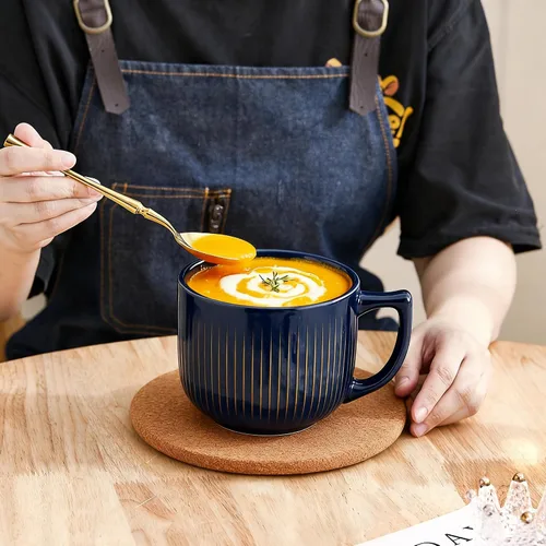 Miniatura 5 de Tazón de sopa de cerámica con asa de 32 onzas – Tazón de ramen para microondas con tapa, tazas y tazas de sopa para cereales, avena, ramen, fideos