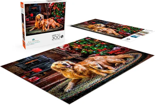Miniatura 4 de Buffalo Games - Rompecabezas de 300 piezas - Perros bajo el árbol - Rompecabezas de escena navideña para adultos y familias - Perfecto