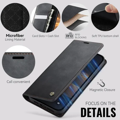 Miniatura 2 de Funda tipo cartera para iPhone 14 Plus, de piel, con tarjetero y soporte, cierre magnético, bloqueo RFID, TPU a prueba de golpes, compatible