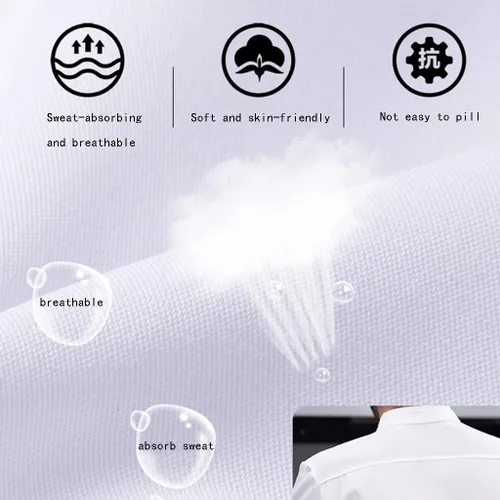 Miniatura 4 de Abrigo de chef unisex con bolsillos, camisa uniforme, chaqueta de chef, uniforme de verano para hotel, cocina, restaurante
