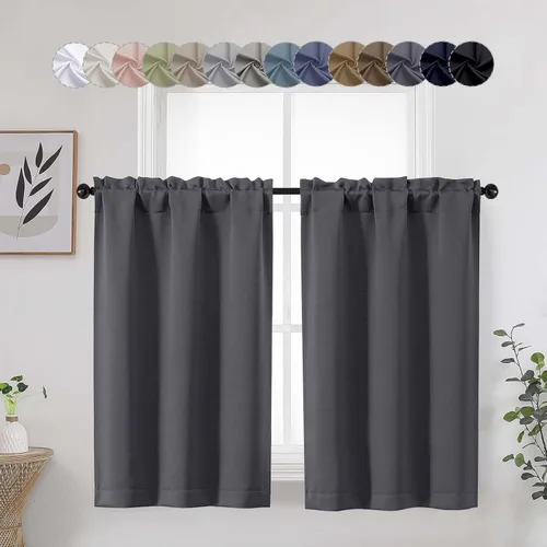 Miniatura 49 de Aqua Cafe - Juego de 2 paneles de cortinas opacas de 24 pulgadas de largo, con aislamiento térmico suave y sólido, para ventanas de baño, sótano